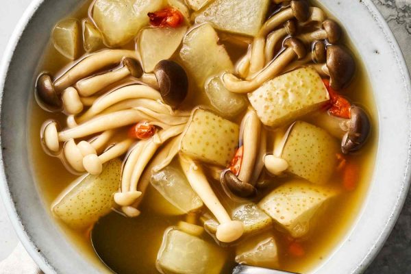 Mushroom Soup with Asian Pear