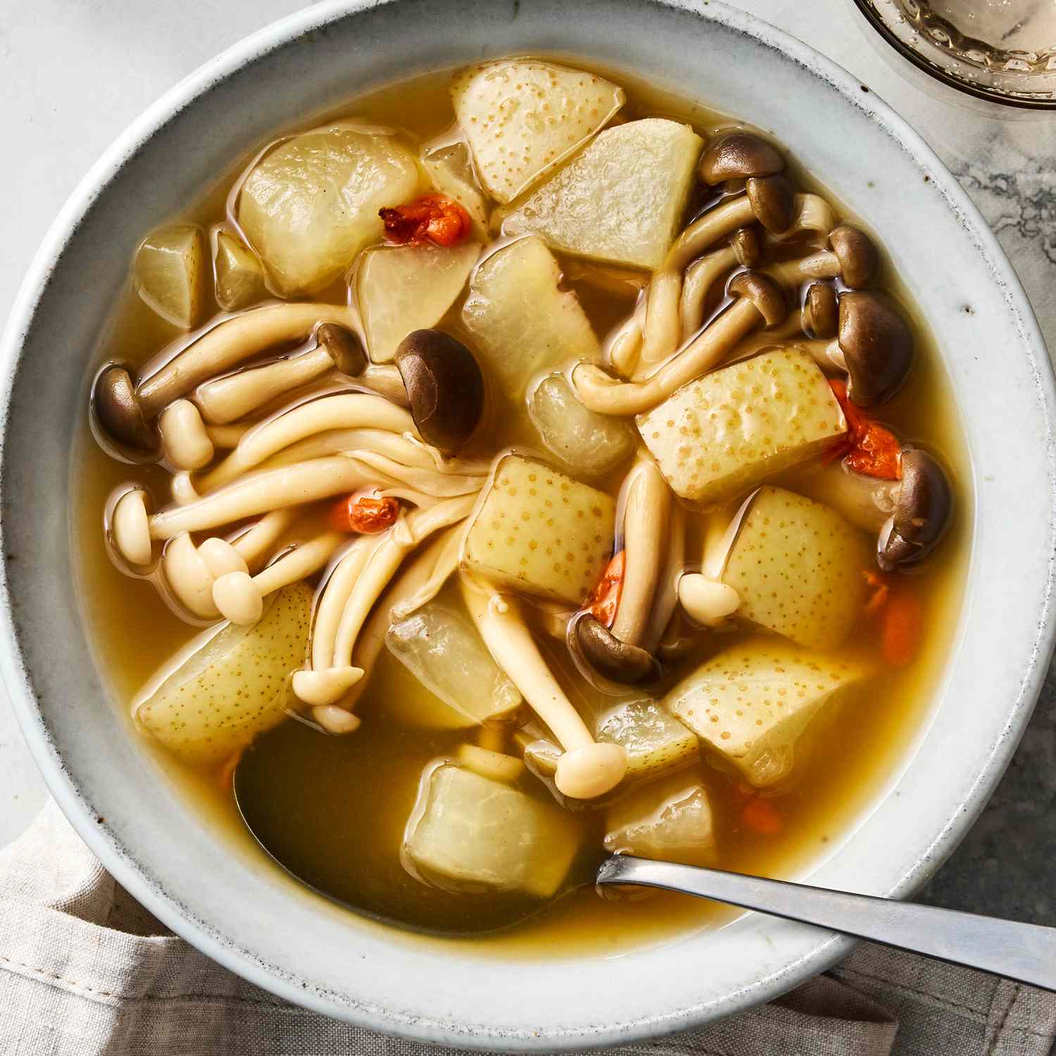 Mushroom Soup with Asian Pear